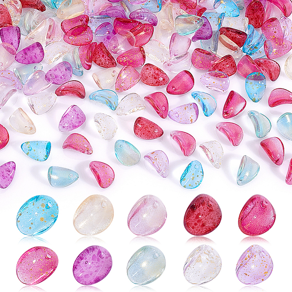 

PandaHall AHADERMAKER 200Pcs 10 Colors Transparent Spray Painted Glass Charms Sets, Petaline, Mixed Color, 12x8x4.5mm, Hole: 1mm..., Multicolor