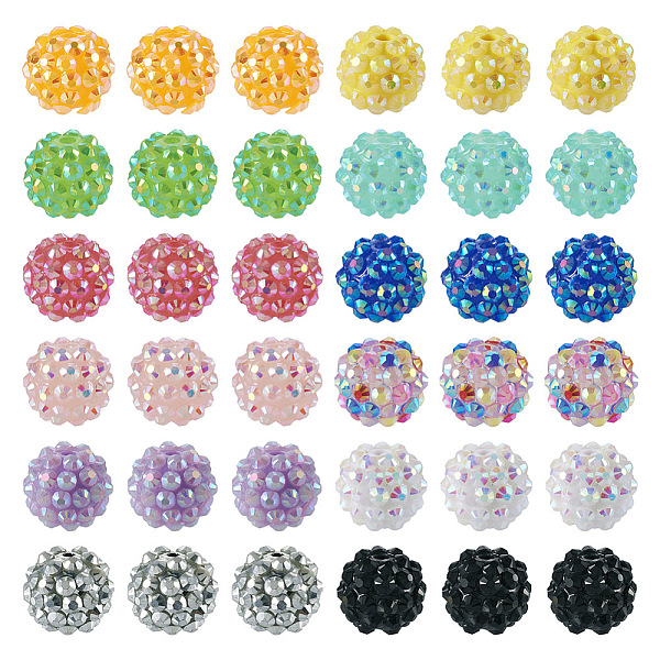 

PandaHall 96Pcs 12 Colors Resin Rhinestone Beads, with Acrylic Round Beads Inside, for Bubblegum Jewelry, Mixed Color, 14x12mm, Hole..., Multicolor