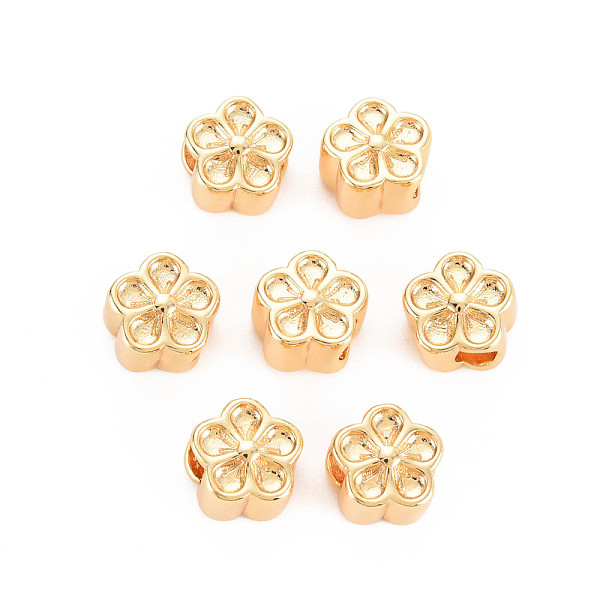 

PandaHall Rack Plating Brass Beads, Nickel Free, Flower, Real 18K Gold Plated, 9.5x10x7mm, Hole: 3.5mm Brass Flower
