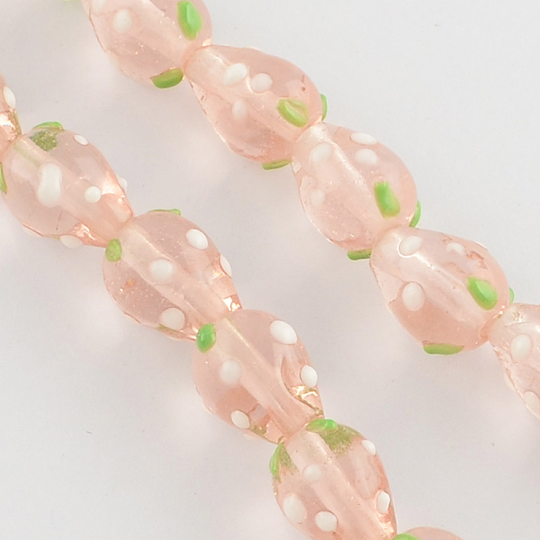 

PandaHall Handmade Lampwork 3D Strawberry Beads, Pink, 13~16x11mm, Hole: 2mm Lampwork Fruit Pink
