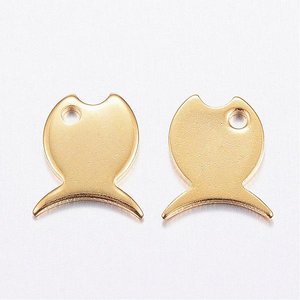 

PandaHall 304 Stainless Steel Charms, Fish, Golden, 10.5x9x1mm, Hole: 1.2mm 304 Stainless Steel Fish
