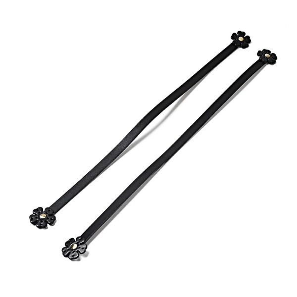 

PandaHall Flower End Cowhide Leather Sew On Bag Handles, with Brass Findings, Bag Strap Replacement Accessories, Black, 54.1x3.8x0.8cm, Hole...