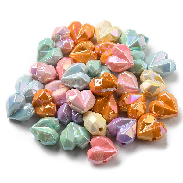 

PandaHall UV Plating Acrylic Beads, Iridescent, Faceted, Heart, Mixed Color, 20.5~21x20.5x13.5mm, Hole: 2.6mm Acrylic Heart Multicolor