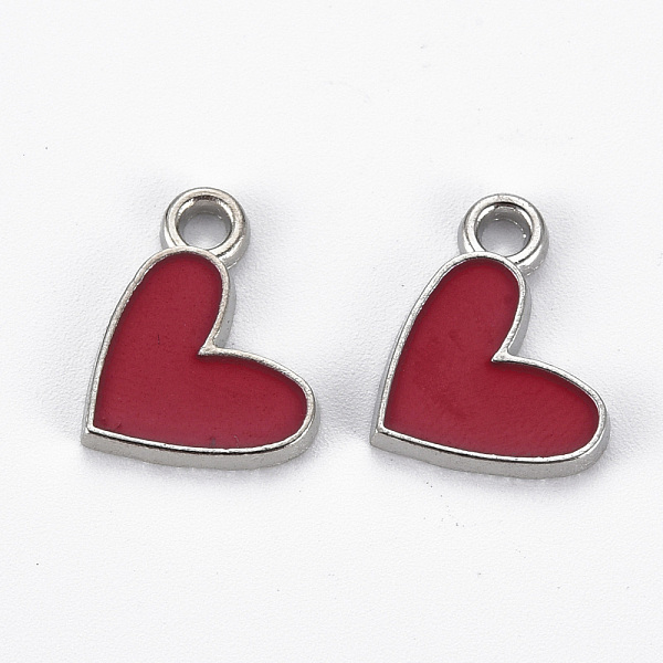 

PandaHall Rack Plating Alloy Enamel Pendants, Cadmium Free & Lead Free, Platinum, Heart, FireBrick, 16x17x2mm, Hole: 2mm Alloy+Enamel Heart..., Red