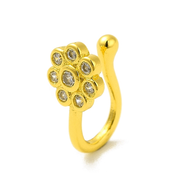 

PandaHall Clear Cubic Zirconia Flower Clip on Nose Rings, Brass Nose Cuff Non Piercing Jewelry for Women, Golden, 11mm Brass+Cubic Zirconia...