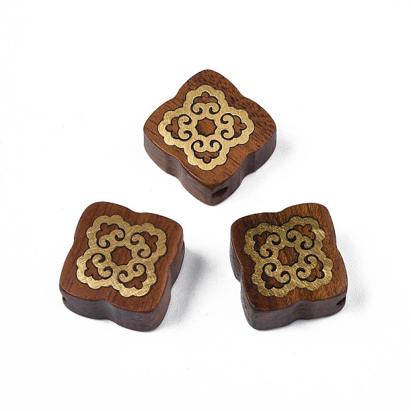 

PandaHall Natural Rosewood Undyed Beads, with Cloud-Shaped Raw(Unplated) Brass Slices, Rhombus, Saddle Brown, 13.5x13x6.5mm, Hole: 1.8mm...