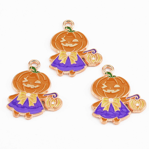 

PandaHall Light Gold Tone Alloy Enamel Pendants, Cadmium Free & Lead Free, Halloween, Pumpkin Jack-O'-Lantern, Dark Orange, 25x19x1.2mm...