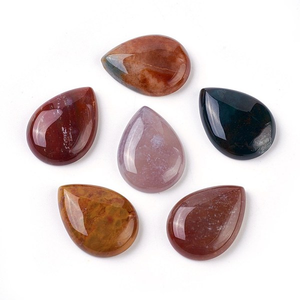

PandaHall Natural Indian Agate Cabochons, teardrop, 30x22x7mm Indian Agate Teardrop