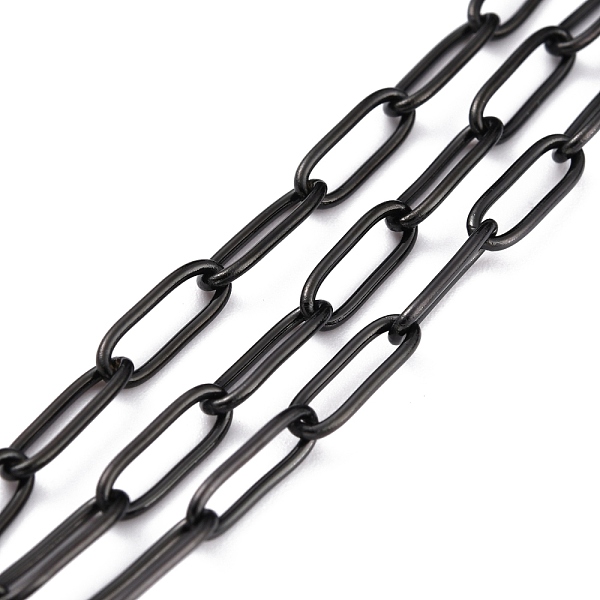 

PandaHall 304 Stainless Steel Paperclip Chains, Soldered, Flat Oval, with Spool, Electrophoresis Black, Link: 12x4x1mm, about 32.8 Feet...