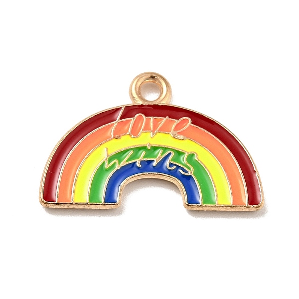

PandaHall Rainbow Color Alloy Enamel Pendants, Rainbow with Word Love Wins, Light Gold, Colorful, 14x20x1.5mm, Hole: 1.6mm Alloy+Enamel...