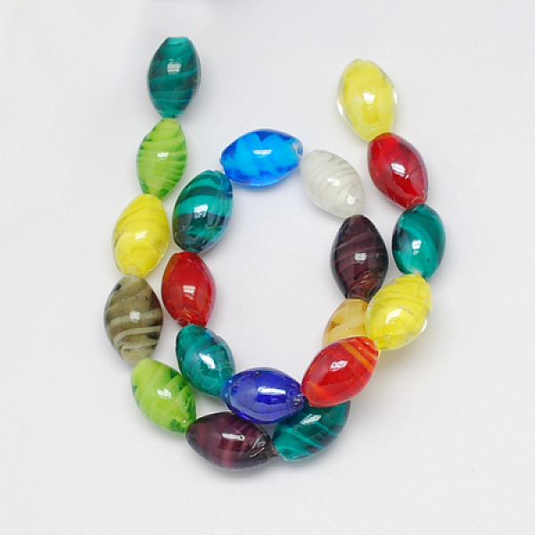 

PandaHall Handmade Lampwork Beads, Pearlized, Oval, Mixed Color, 17x12mm, Hole: 1mm Lampwork Oval Multicolor