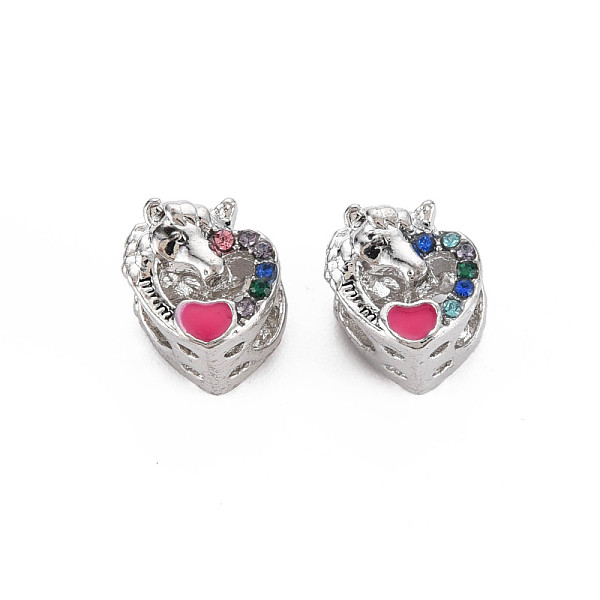 

PandaHall Rack Plating Alloy Enamel European Beads, with Colorful Rhinestone, Large Hole Beads, Cadmium Free & Nickel Free & Lead Free..., Multicolor
