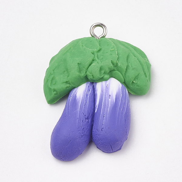 

PandaHall Handmade Polymer Clay Pendants, with Iron Findings, Eggplant, Platinum, Blue Violet, 30x24x8mm, Hole: 2mm Polymer Clay Vegetables..., Purple