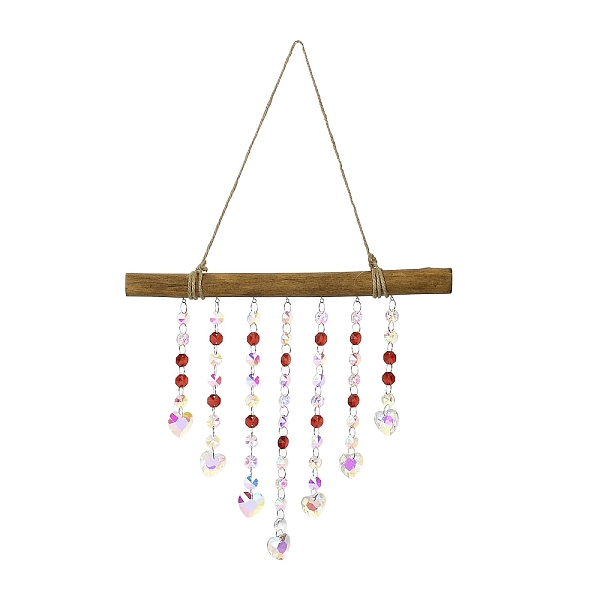 

PandaHall Quartz Crystal & Wood Pendant Decorations, with Iron Findings, Heart, Clear AB, 510mm, Pendants: 295x325mm. Quartz Crystal Heart..., White