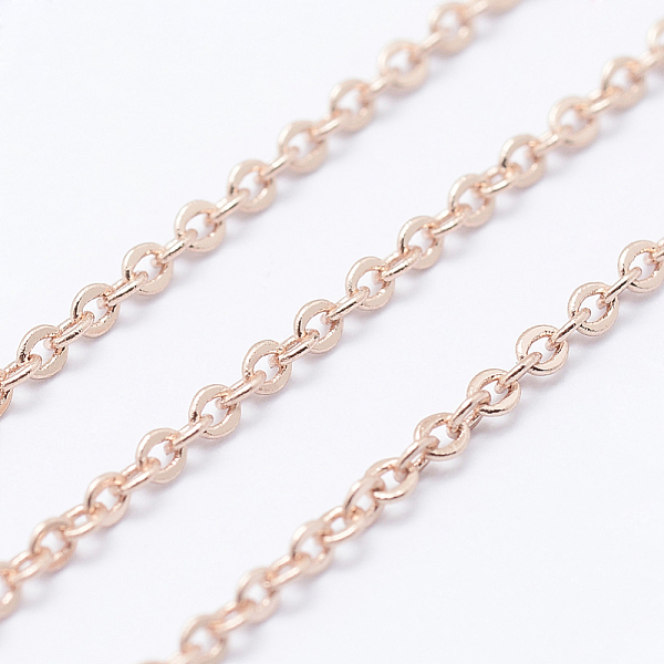 

PandaHall Brass Cable Chains, Soldered, Long-Lasting Plated, Flat Oval, Lead Free & Nickel Free & Cadmium Free, Rose Gold, 1.5mm Brass