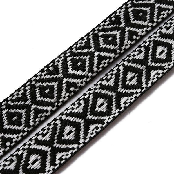 

PandaHall Ethnic style Embroidery Polyester Ribbons, Jacquard Ribbon, Garment Accessories, Rhombus Pattern, Black, 7/8 inch(23mm) Polyester...