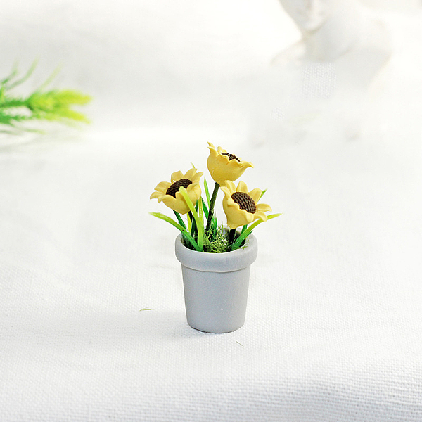 

PandaHall Mini Resin Artificial Sunflower Planter Ornaments, Miniature Bonsai, for Dollhouse, Home Display Decoration, Light Blue, 17x37.5mm...