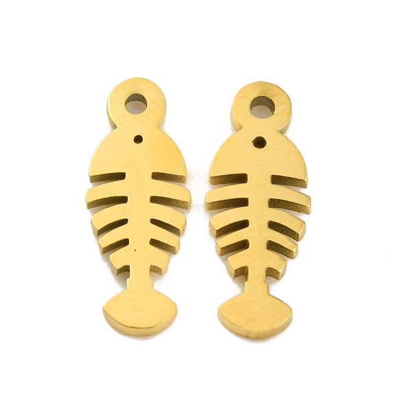 

PandaHall Ion Plating(IP) 304 Stainless Steel Charms, Laser Cut, Fish Bones Charm, Real 18K Gold Plated, 13x5x1mm, Hole: 1mm 304 Stainless...
