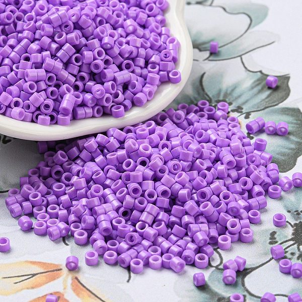 

PandaHall Baking Paint Glass Seed Beads, Cylinder, Medium Orchid, 2.5x2mm, Hole: 1.4mm, about 45359pcs/pound Glass