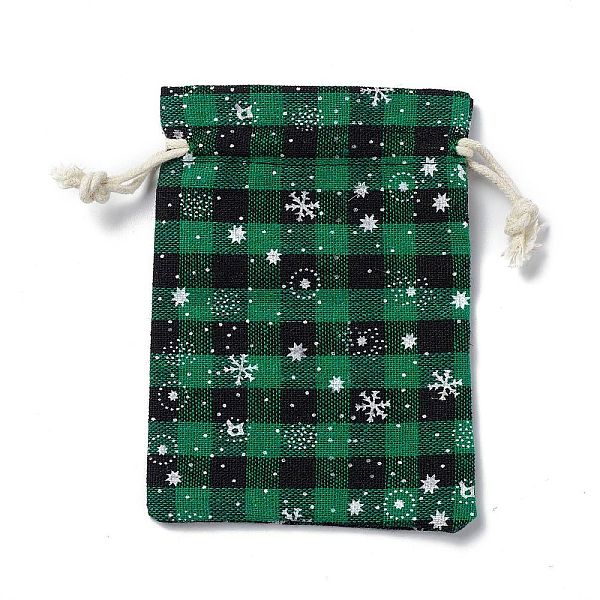 Christmas Theme Rectangle Jute Bags With Jute Cord