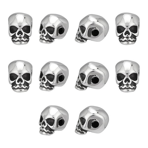 

PandaHall Unicraftale 10Pcs 304 Stainless Steel Beads, Skull, Antique Silver, 11x8x10mm, Hole: 2.5mm 304 Stainless Steel Skull