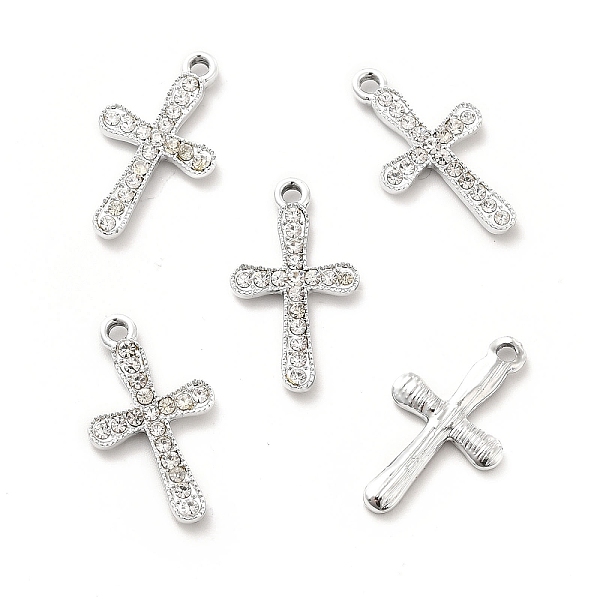 

PandaHall Alloy Rhinestone Pendants, Platinum Tone Cross Charms, Crystal, 25x14.5x2.7mm, Hole: 2mm Alloy+Rhinestone Cross Clear