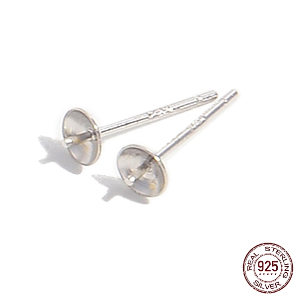 

PandaHall Rhodium Plated 925 Sterling Silver Stud Earring Findings, for Half Drill Beads, with S925 Stamp, Real Platinum Plated, 13x4.1mm...