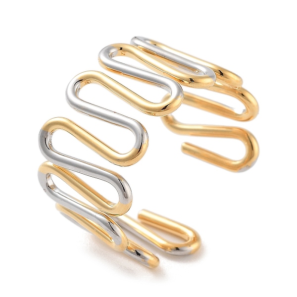 

PandaHall Brass Open Cuff Ring for Women, Real 18K Gold Plated & Platinum, 11.5mm, Adjustable Brass