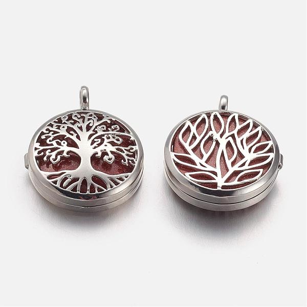 

PandaHall Synthetic Goldstone Pendants, with Brass Diffuser Locket Findings, Flat Round with Tree, 31x26x8mm, Hole: 4mm Goldstone Flat Round