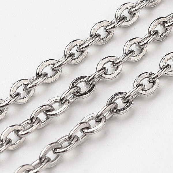

PandaHall 304 Stainless Steel Cable Chains, with Spool, Unwelded, Stainless Steel Color, 4x3mm, about 164.04 Feet(50m)/roll 304 Stainless...