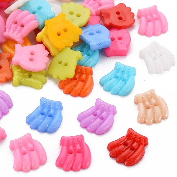 PandaHall 2-Hole Plastic Buttons, Banana, Mixed Color, 14x13x4mm, Hole: 1.6mm Plastic Fruit Multicolor