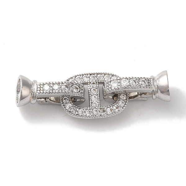 

PandaHall Oval Rack Plating Brass Micro Pave Clear Cubic Zirconia Fold Over Clasps, Long-lasting Plated, Lead Free & Cadmium Free, Platinum...