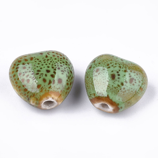 

PandaHall Handmade Porcelain Beads, Fancy Antique Glazed Porcelain, Heart, Dark Sea Green, 14~15x16x9~10mm, Hole: 2mm Porcelain Heart Green