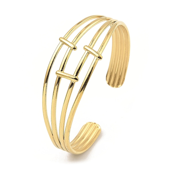 

PandaHall 304 Stainless Steel Cuff Bangles, Multi Lines, Golden, Inner Diameter: 2-1/4 inch(5.57cm) 304 Stainless Steel