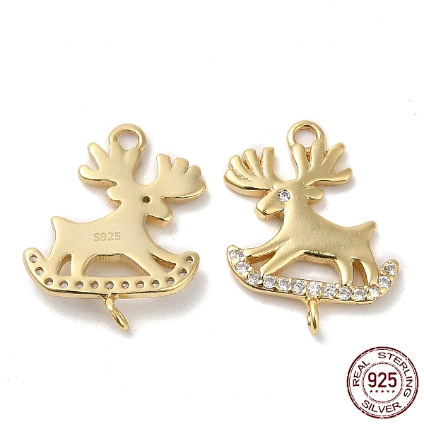 

PandaHall 925 Sterling Silver Micro Pave Clear Cubic Zirconia Connector Charms, Christmas Elk Links, with 925 Stamp, Real 18K Gold Plated...