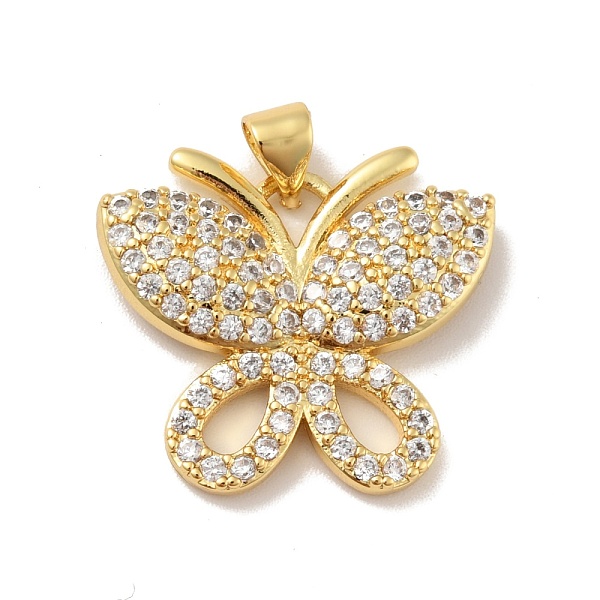 

PandaHall Brass Micro Pave Cubic Zirconia Pendants, Cadmium Free & Lead Free, Long-Lasting Plated, Butterfly, Clear, Real 18K Gold Plated...