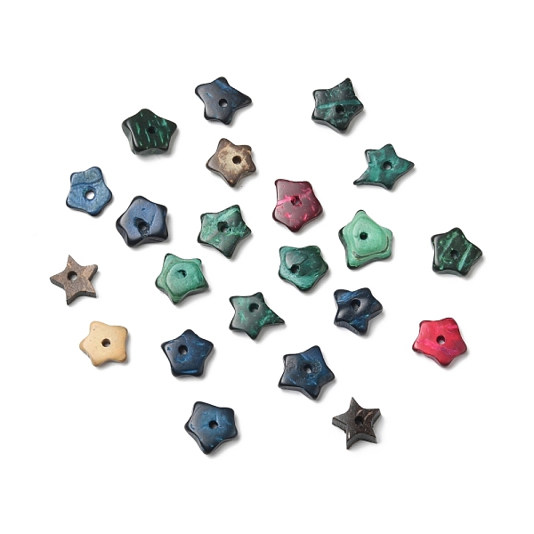 

PandaHall Dyed Natural Coconut Star Beads, Mixed Color, 9.5~11.5x9.5~10.5x2.5~4.5mm, Hole: 1.5mm Coconut Star Multicolor