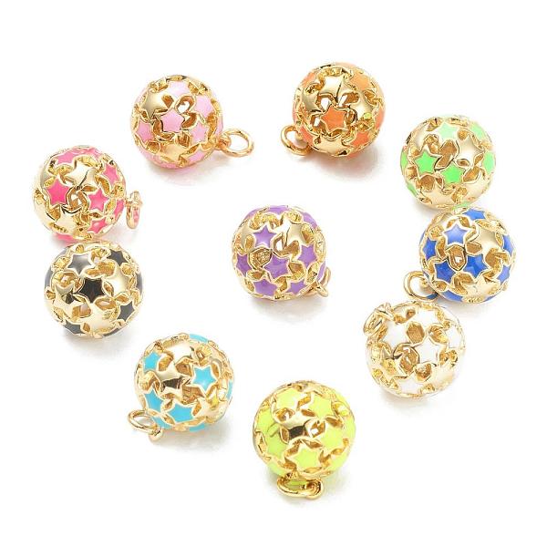 

PandaHall Brass Enamel Charms, with Jump Ring, Real 18K Gold Plated, Long-Lasting Plated, Round with Star, Mixed Color, 14.5x12.5mm, Jump..., Multicolor