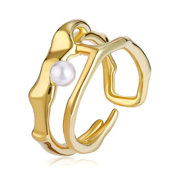

PandaHall Double Row Irregular Geometric Ring Adjustable Stackable Cultured Pearls Open Rings Fashion Minimalist Double Circle Thumb Ring...