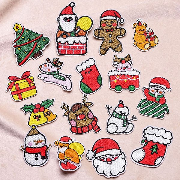 

PandaHall Christmas Theme Computerized Embroidery Cloth Self Adhesive Patches, Stick On Patch, Costume Accessories, Appliques, Mixed Shapes..., Multicolor