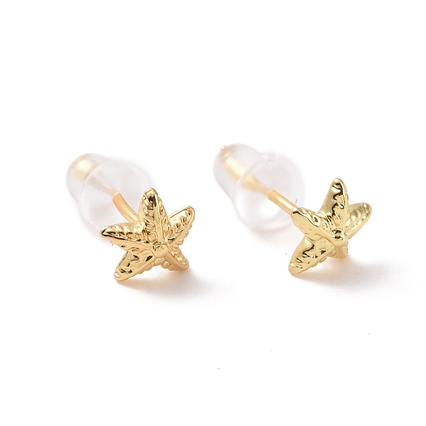 

PandaHall Brass Starfish Stud Earrings for Women, Cadmium Free & Lead Free, Golden, 6x6mm, Pin: 0.9mm Brass Starfish