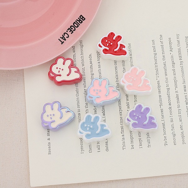 

PandaHall Opaque Acrylic Beads, Rabbit, 21.6x26x9.1mm, Hole: 3.8mm Acrylic Rabbit Multicolor