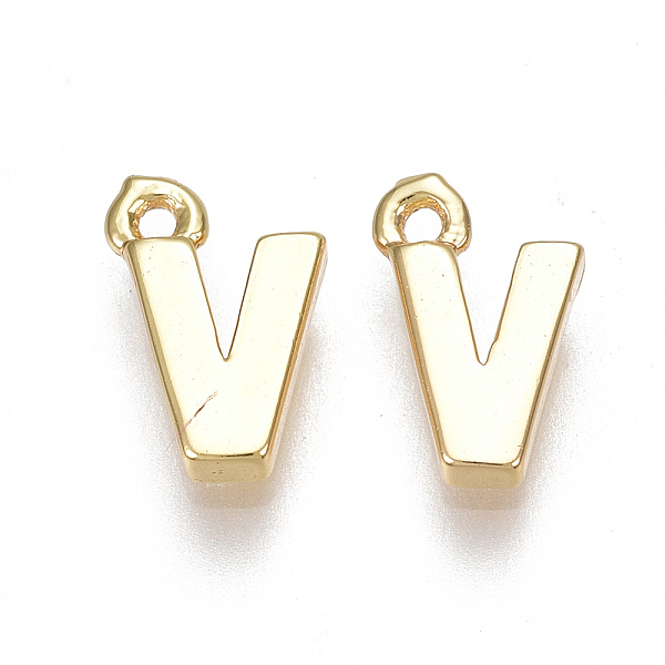 

PandaHall Brass Charms, Letter, Nickel Free, Real 18K Gold Plated, Letter.V, 8.5x5.5x1.5mm, Hole: 0.8mm Brass Letter