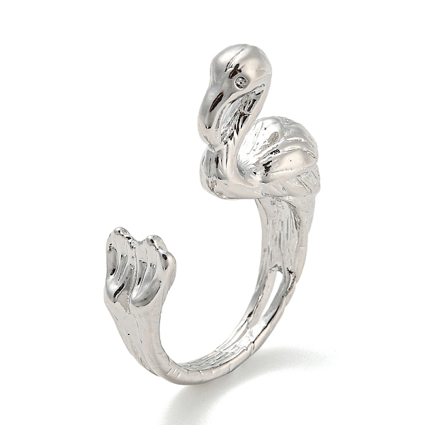 

PandaHall Brass Open Cuff Finger Rings, Flamingo Shape, Platinum, US Size 5 1/4(15.9mm) Brass Flamingo Shape