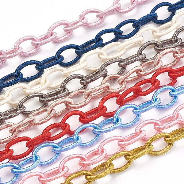 

PandaHall Handmade Nylon Cable Chains Loop, Oval, Mixed Color, 10~12x17~18x2~2.5mm Nylon Multicolor