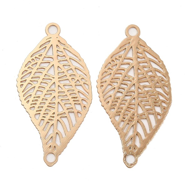 

PandaHall Rack Plating Brass Connector Charms, Etched Metal Embellishments, Long-Lasting Plated, Leaf Links, Light Gold, 28.5x14.5x0.3mm...
