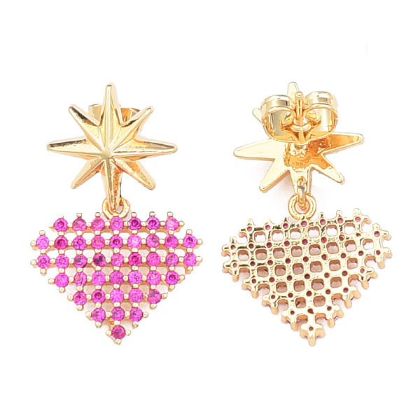 

PandaHall Cubic Zirconia Diamond Stud Earrings, with Ear Nuts, Golden Brass Stud Earrings for Women, Nickel Free, Camellia, 28.5mm, Pin..., Pink