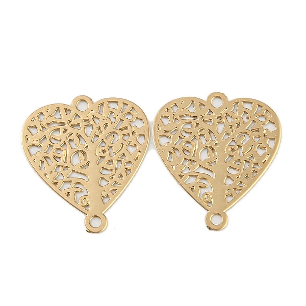 

PandaHall Rack Plating Brass Hollow Out Tree Connector Charms, Long-Lasting Plated, Heart Etched Metal Embellishments, Light Gold...