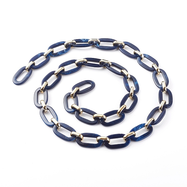 

PandaHall Handmade Acrylic Cable Chains, with CCB Plastic Linking Ring, Flat Oval, Dark Blue, 36.5x21x3.5mm, 19x12x4.5mm, about 39.37 inch...