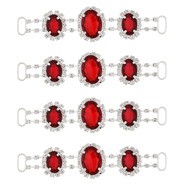 

PandaHall CHGCRAFT 4Pcs Silver Plated Brass Rhinestone Connector Charms, Oval Links Ornament for Bikini Decoration, Siam, 23x95x6.5mm, Hole..., Red